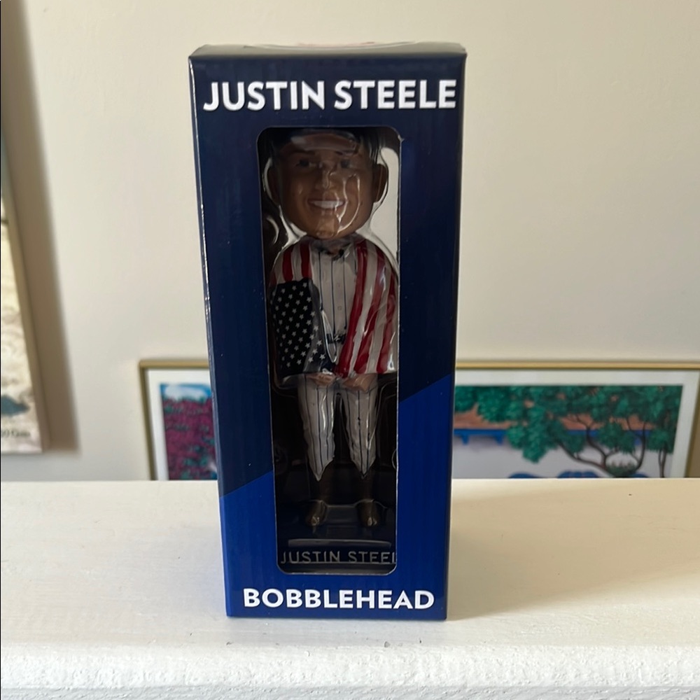 Justin Steele Bobblehead with American Flag